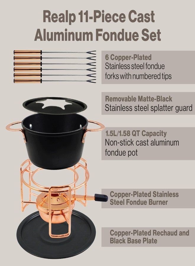 Swissmar Realp 11-Piece Cast Aluminum Fondue Set - Ideal for Melting Cheese & Chocolate Fondue, Oil & Broth Cooking - Perfect for Kitchen Collection & Wedding Gifts - 1.5 Liter / 1.58 Quarts - Image 5